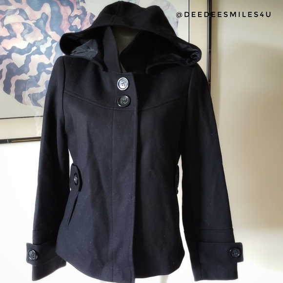 Route 66 Jackets & Blazers - NWT Route 66 Black Coat Large with Detachable Hood